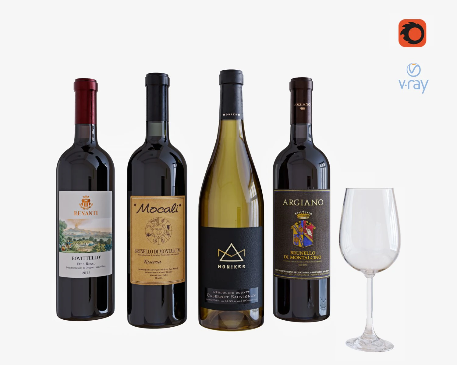 wine bottle set 3 3D Model .c4d .max .obj .3ds .fbx .stl .blend 