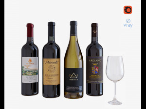 wine bottle set 3 Modelo 3D