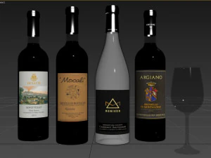 wine bottle set 3 3D Model