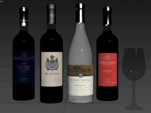 wine bottle set 4 3D Model