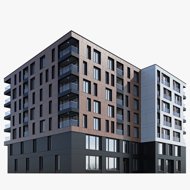 modern residential building 6 3D-Modell .c4d .max .obj .3ds .fbx .stl .blend 