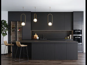 black modern kitchen 3D Model
