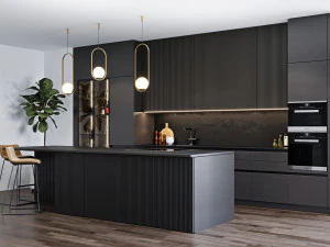 black modern kitchen 3D Model