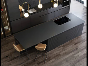 black modern kitchen 3D Model