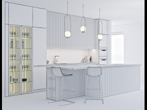 black modern kitchen 3D Model
