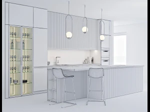 black modern kitchen 3D Model