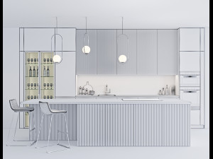 black modern kitchen 3D Model