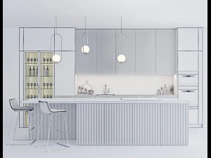 black modern kitchen 3D Model