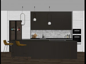 black modern kitchen 3D Model
