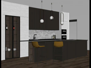 black modern kitchen 3D Model