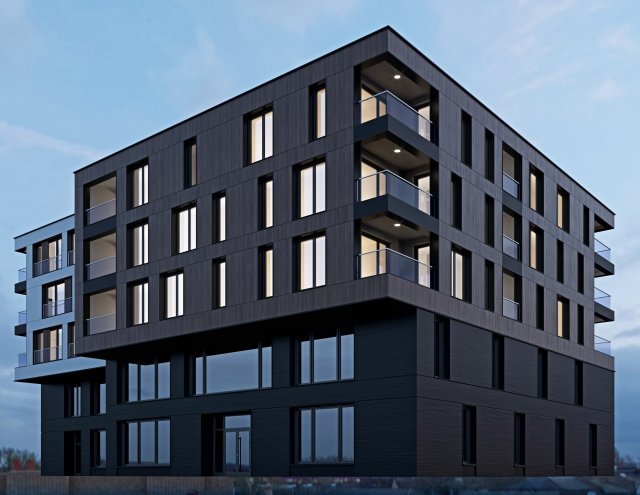 modern residential building 8 3D-Modell .c4d .max .obj .3ds .fbx .stl .blend 