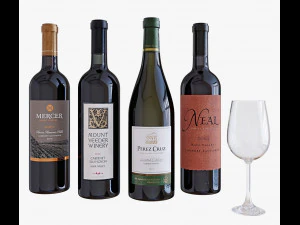 set botol anggur 5 Model 3D