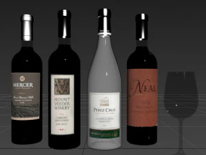 wine bottle set 5 3D Model
