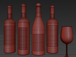 wine bottle set 5 Modelo 3D