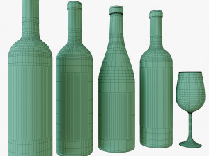 wine bottle set 5 Modelo 3D