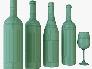 wine bottle set 5 3D Model