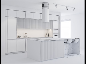 modern kitchen 4 Model 3D