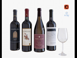 wine bottle set 6 3D 모델
