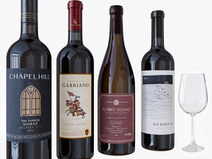 wine bottle set 6 3D Модель