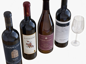 wine bottle set 6 3D Модель