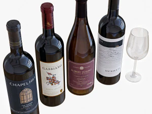 wine bottle set 6 3D Model