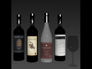 wine bottle set 6 3D Model