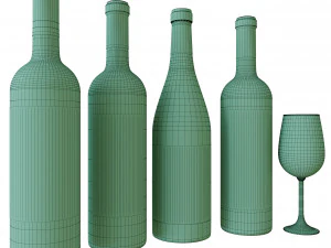 wine bottle set 6 3D Model