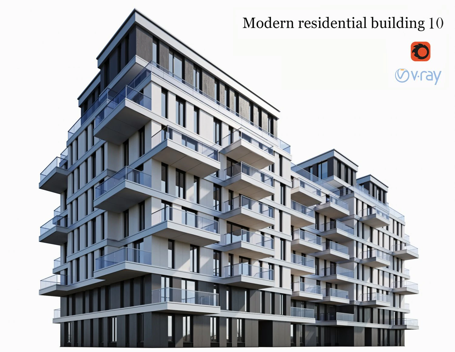 modern residential building 10 3D Model .c4d .max .obj .3ds .fbx .stl .blend