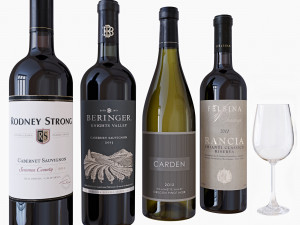 wine bottle set 7 3D Модель