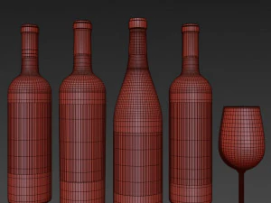 wine bottle set 7 3D Model