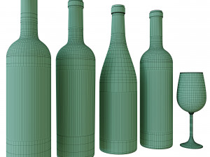 wine bottle set 7 3D Модель