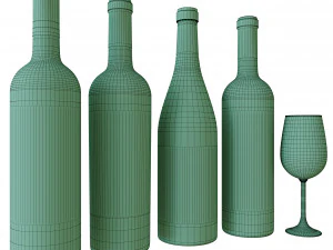 wine bottle set 7 3D Model
