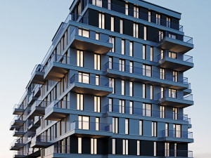 modern residential building 10 night 3D 모델