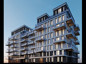modern residential building 10 night 3D 모델