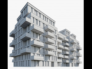 modern residential building 10 night 3D 모델