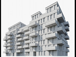 modern residential building 10 night 3D 모델