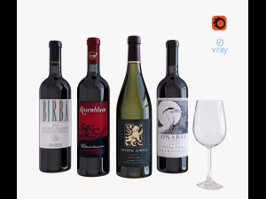 wine bottle set 8 3D 모델