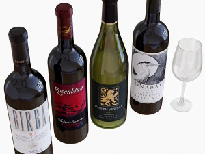 wine bottle set 8 3D Model