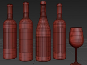 wine bottle set 8 Modelo 3D