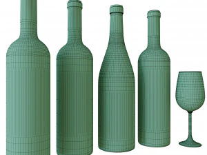 wine bottle set 8 3D Model
