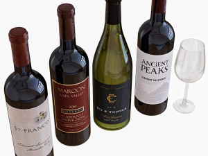 wine bottle set 9 3D Модель