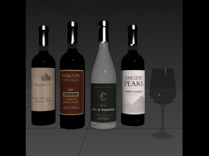 wine bottle set 9 3D Модель