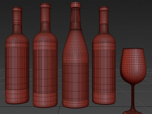 wine bottle set 9 3D Модель