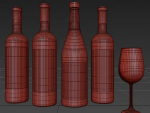 wine bottle set 9 3D Model