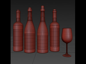 wine bottle set 10 3Dモデル