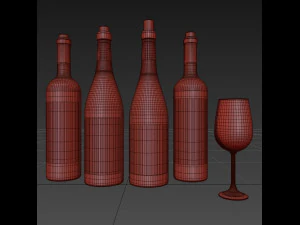 conjunto de garrafa de vinho 10 Modelo 3D