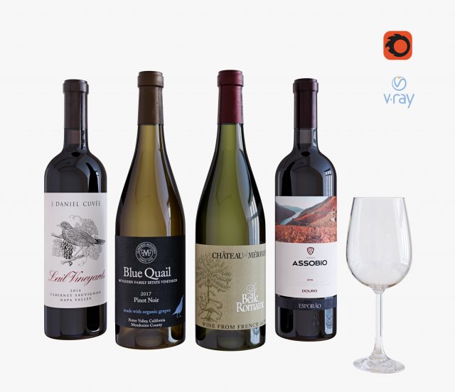 wine bottle set 11 Modelo 3D .c4d .max .obj .3ds .fbx .stl .blend 