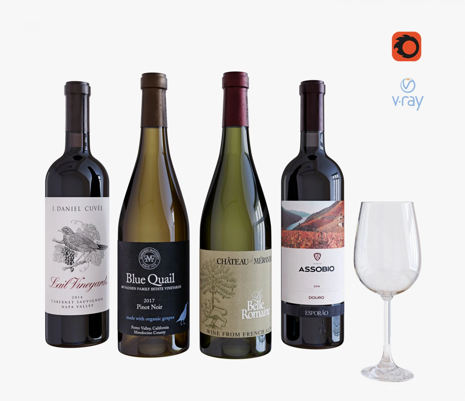 wine bottle set 11 3D Model .c4d .max .obj .3ds .fbx .stl .blend 