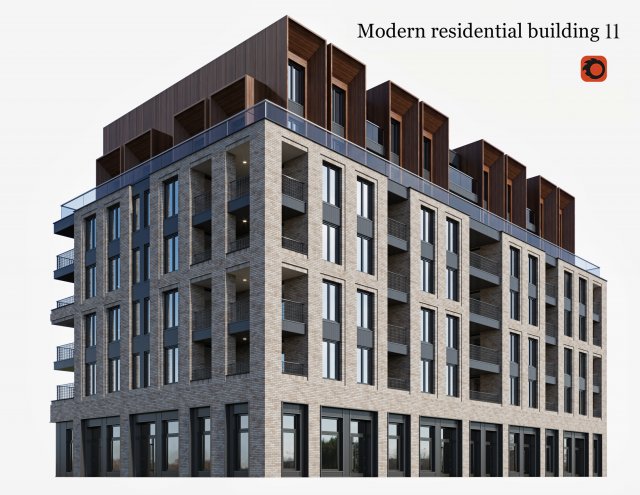 modern residential building 11 Modelo 3D .c4d .max .obj .3ds .fbx .stl .blend 