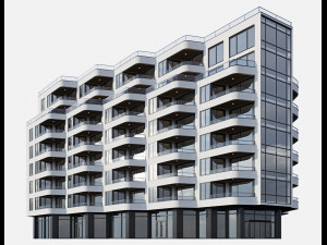 modern residential building 12 Modello 3D
